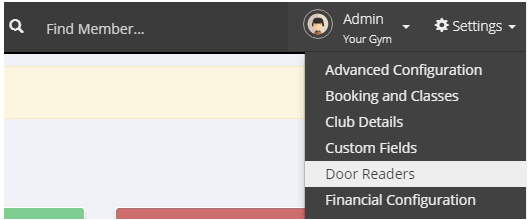 door reader settings navbar