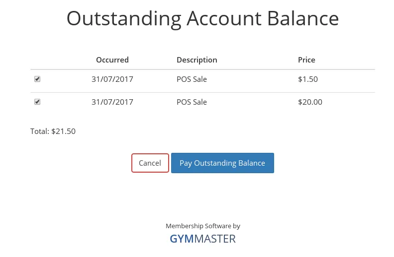 pay outstanding account balance screenshot