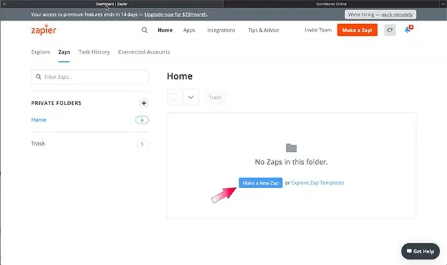 create and login to Zapier