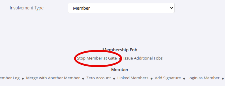  stop member at gate