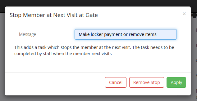  stop member at gate