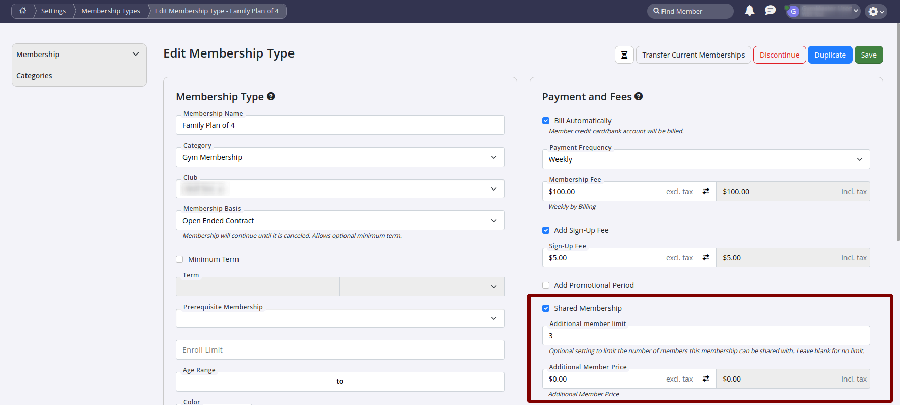 Setup Shared membership