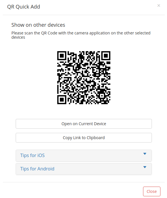 QR Quick add