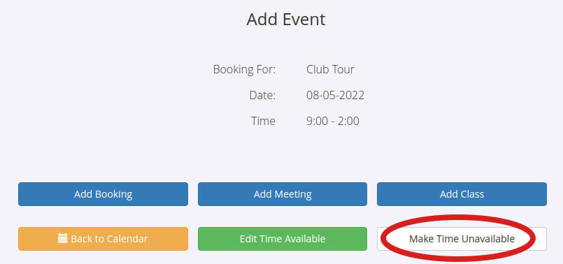 Add Event dialogue for the schedule