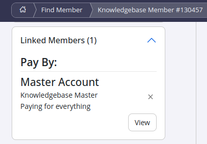 Linked member record with Pay By master account