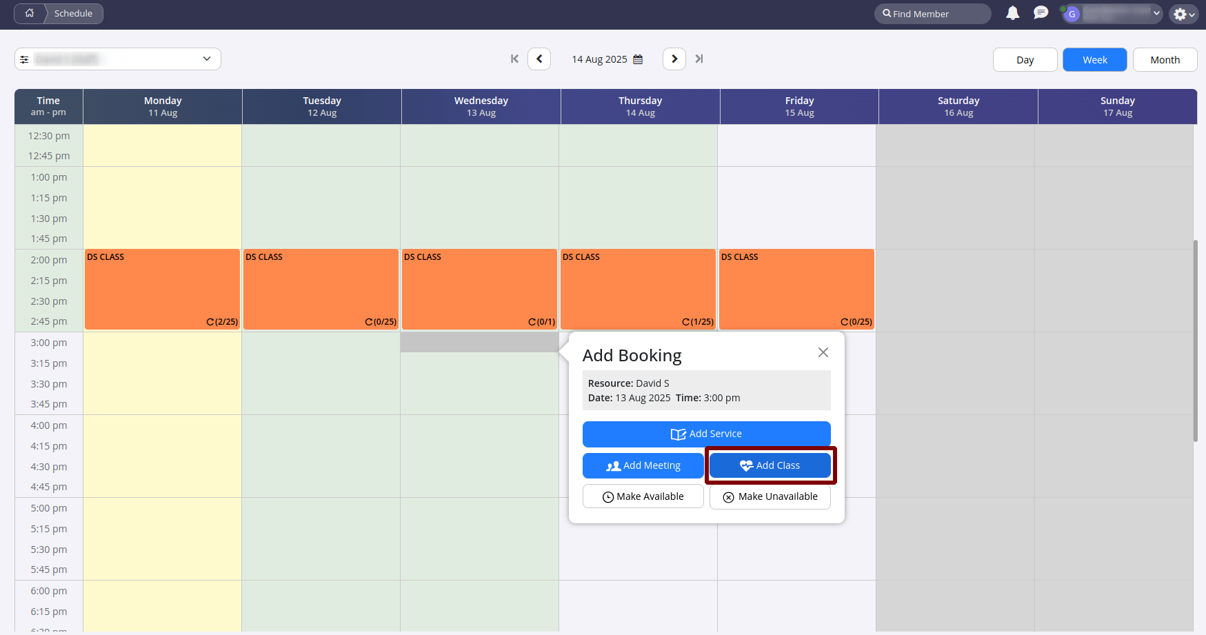  Schedule calendar with newly added class