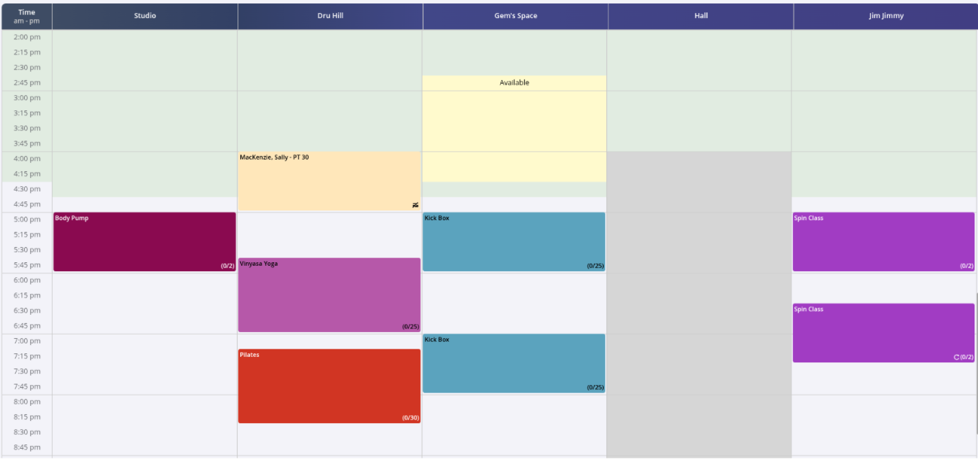 Schedule colour settings