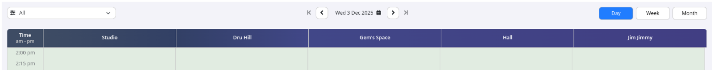Schedule top bar with calendar view controls