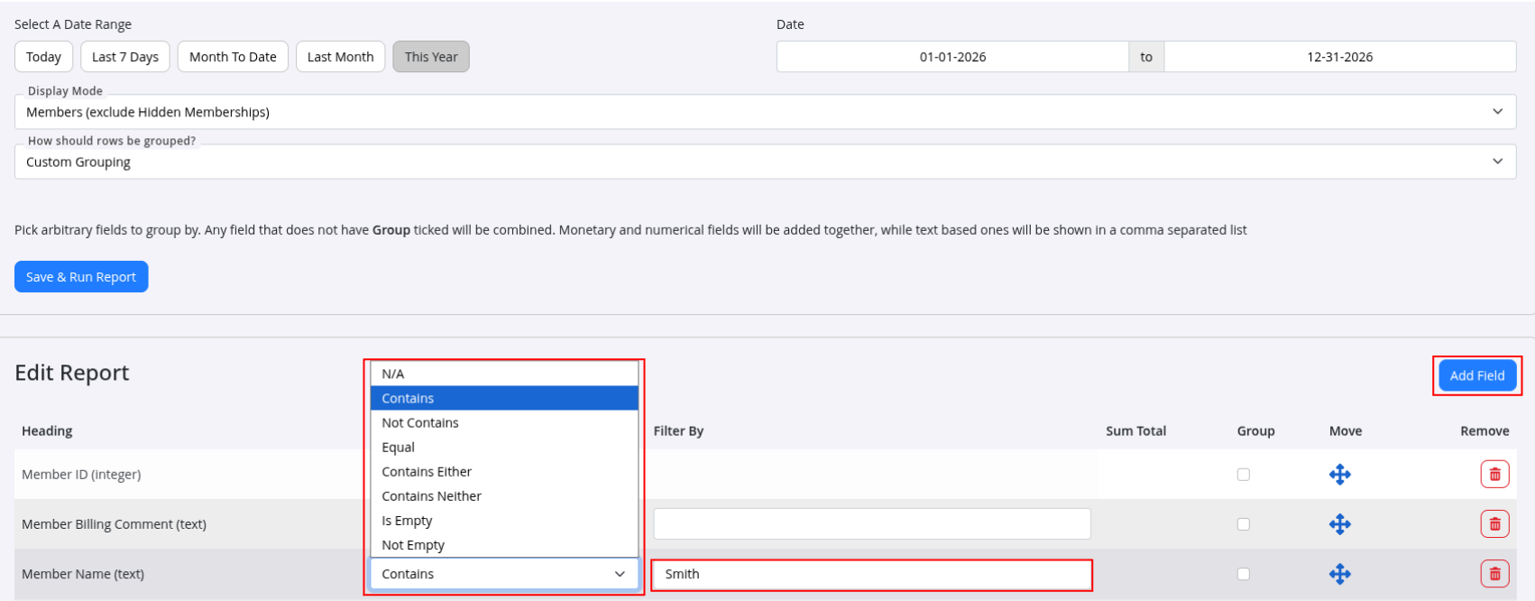 GymMaster custom report editor