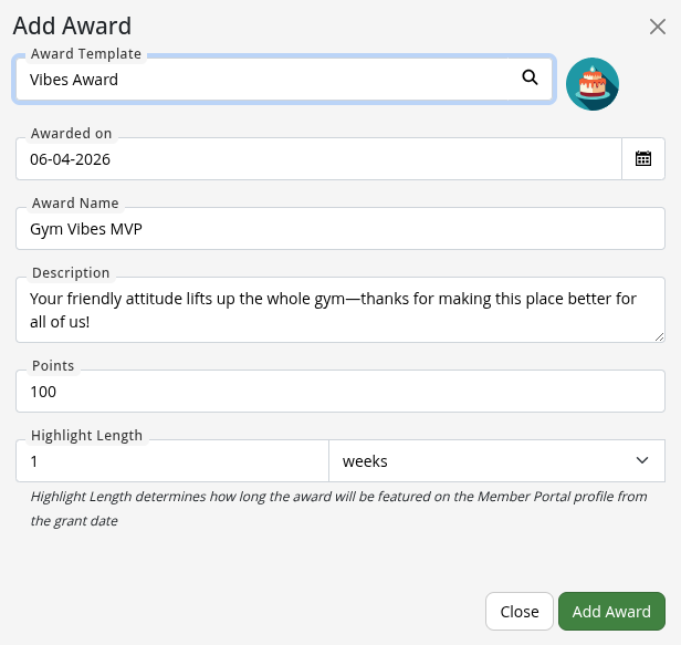  Add award manually