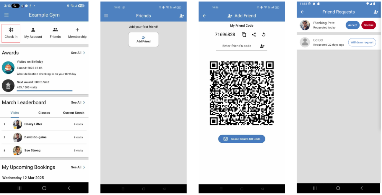 GymMaster member app Friends and leaderboard settings
