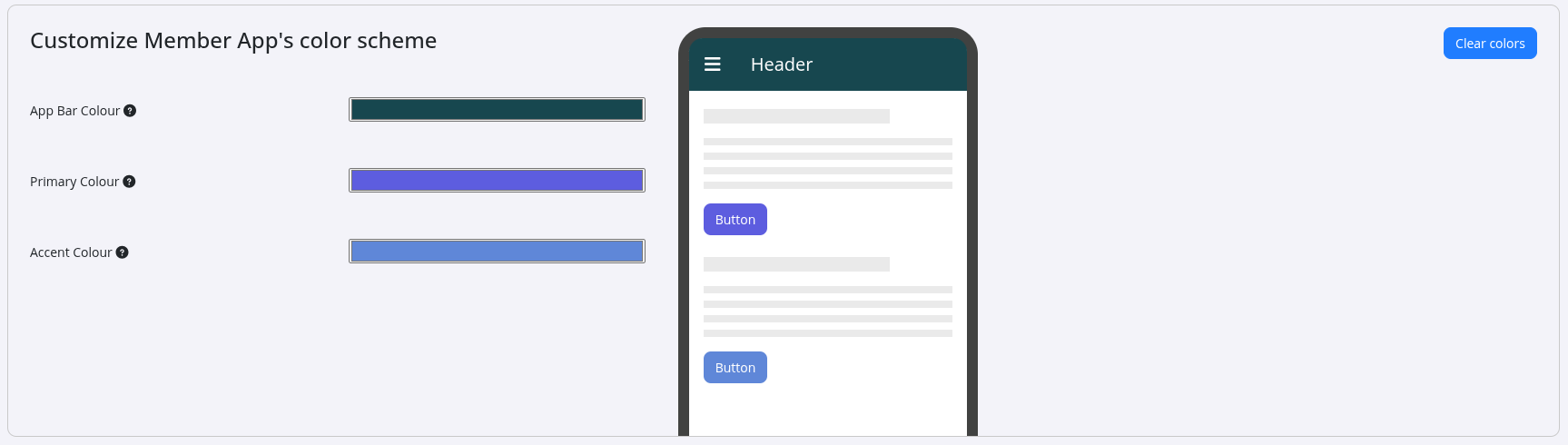 GymMaster member app configuration and preview