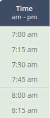 Time slot settings for booking availability