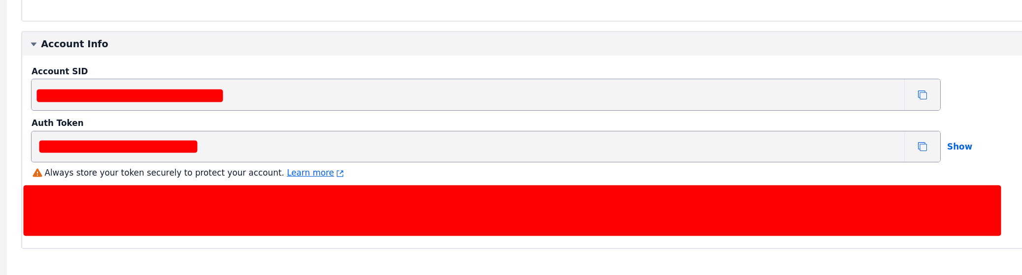 Twilio SMS template settings