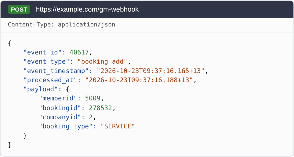 Example booking_add webhook