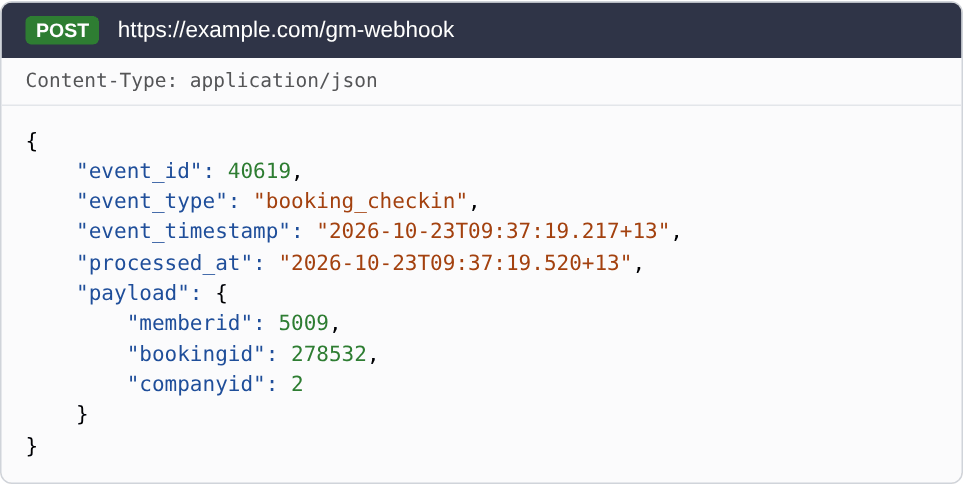Example booking_checkin webhook