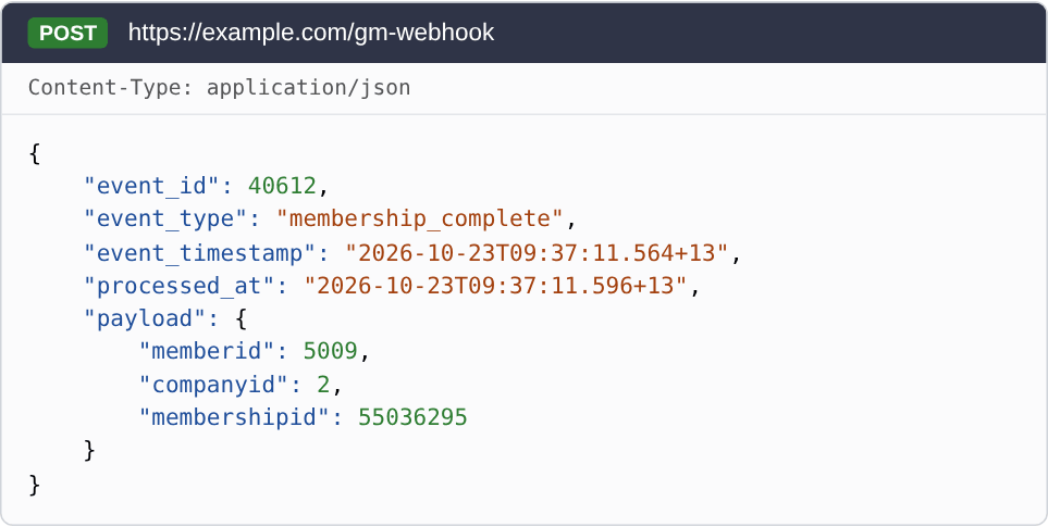 Example membership_complete webhook
