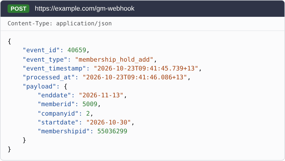 Example membership_hold_add webhook