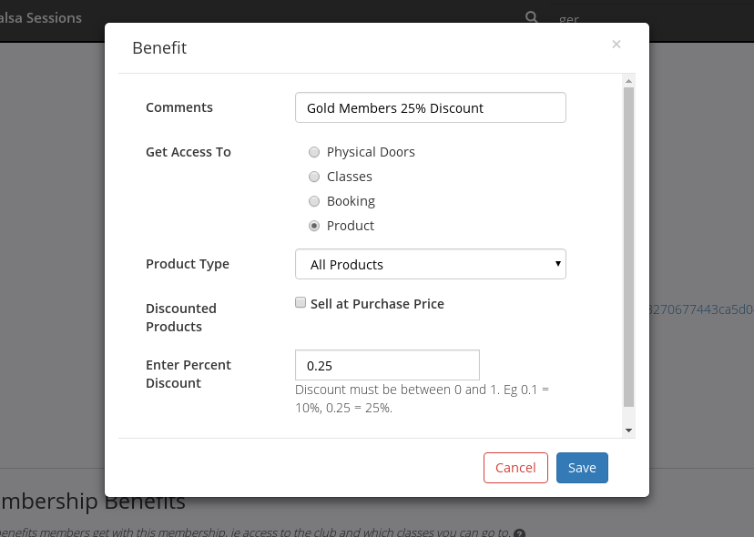 gym member benefits screenshot