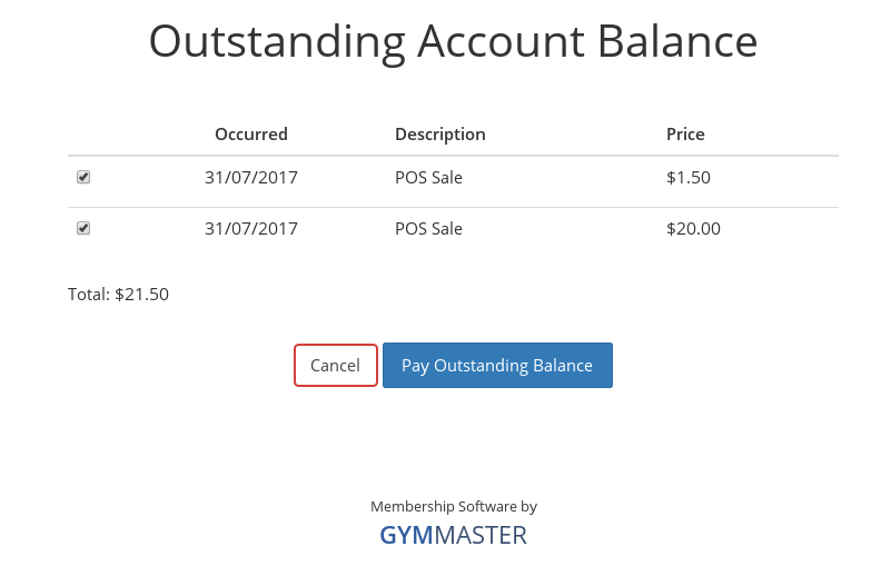 pay outstanding account balance screenshot